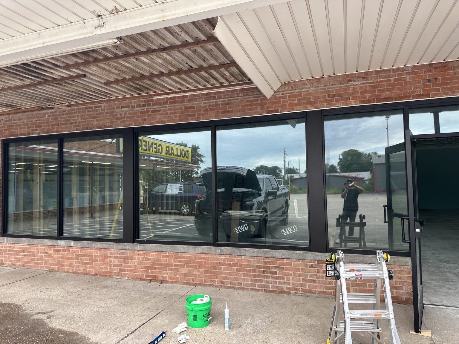 Black aluminum commercial storefront